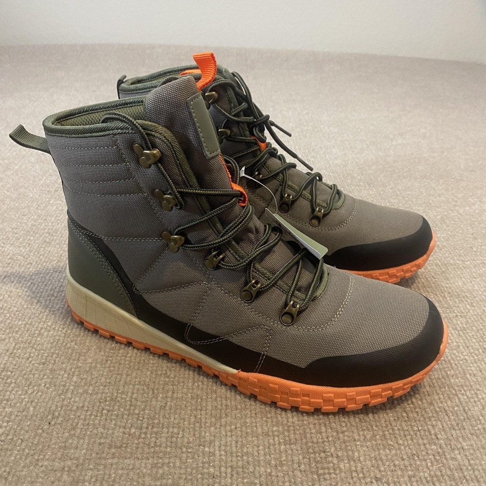St. John's Bay Snow Boots Mens‎ Size 9.5 Gray Synthetic Lace Up Ankle Winter New